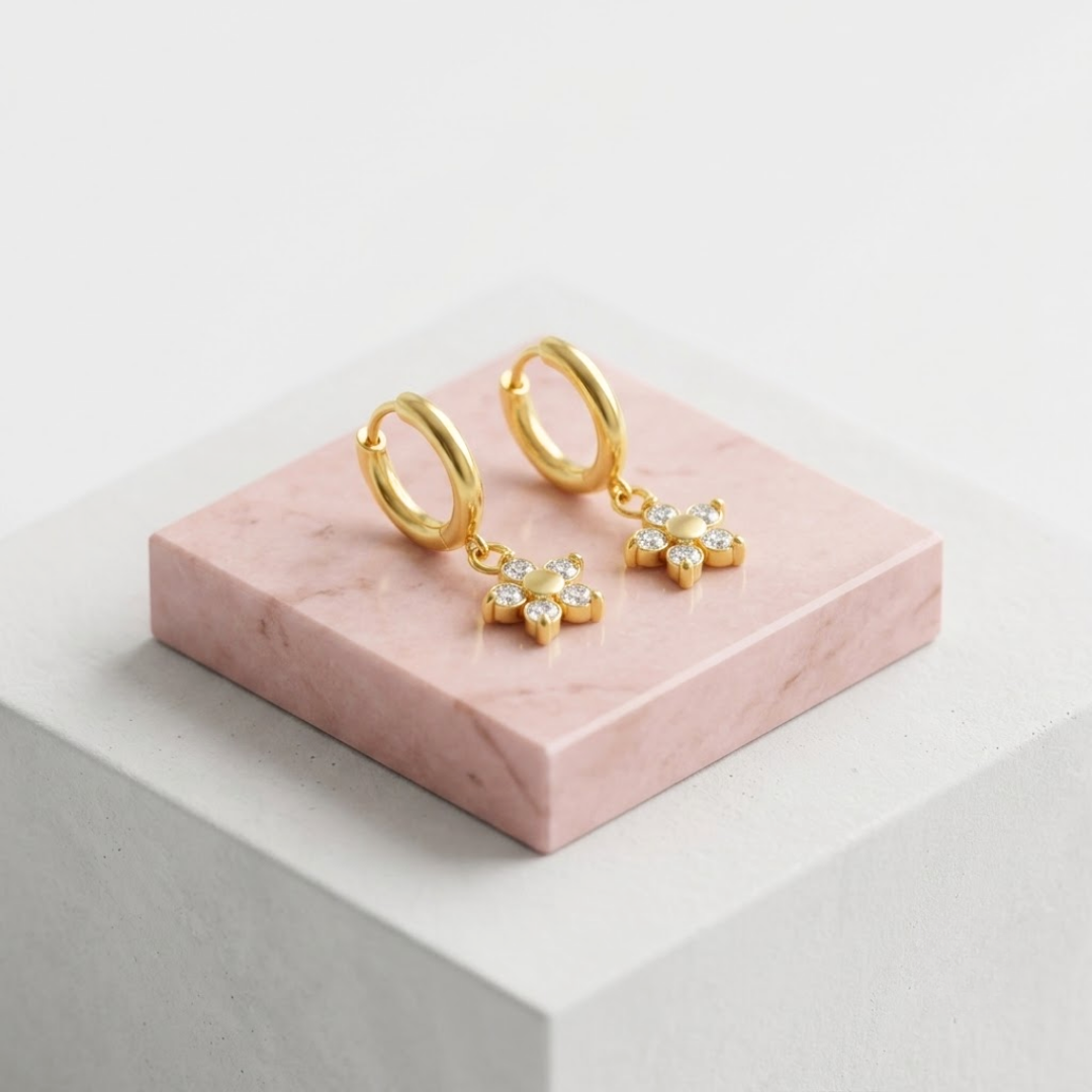 Rosie Daisy Huggie Hoop Titanium Earrings
