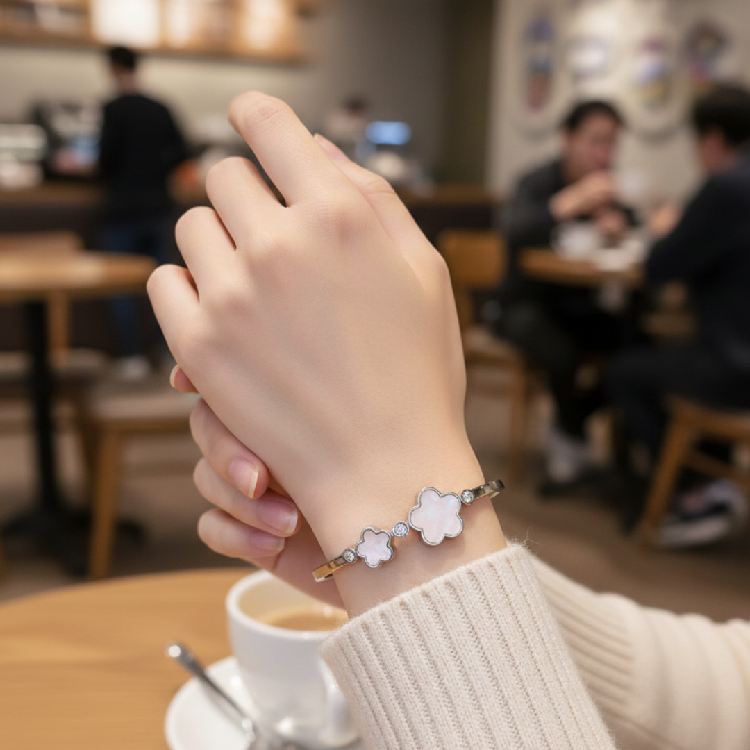 Sakura Blossom Silver Bangle
