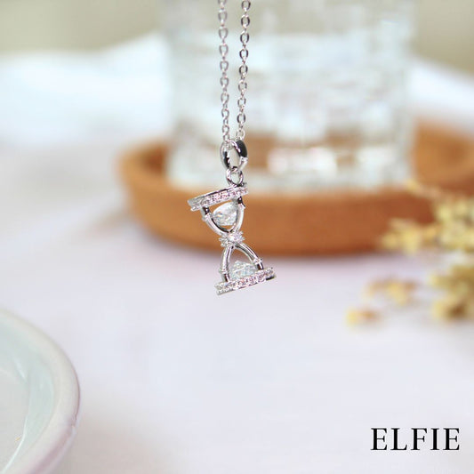 Sand Timer Crystal Titanium Necklace