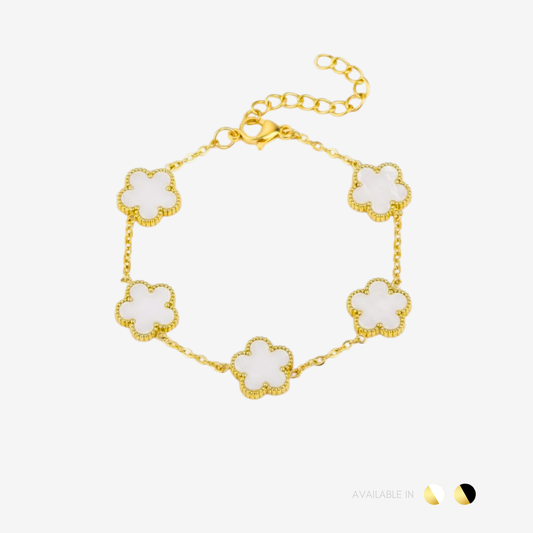 Serene Bloom Gold White Titanium Bracelet