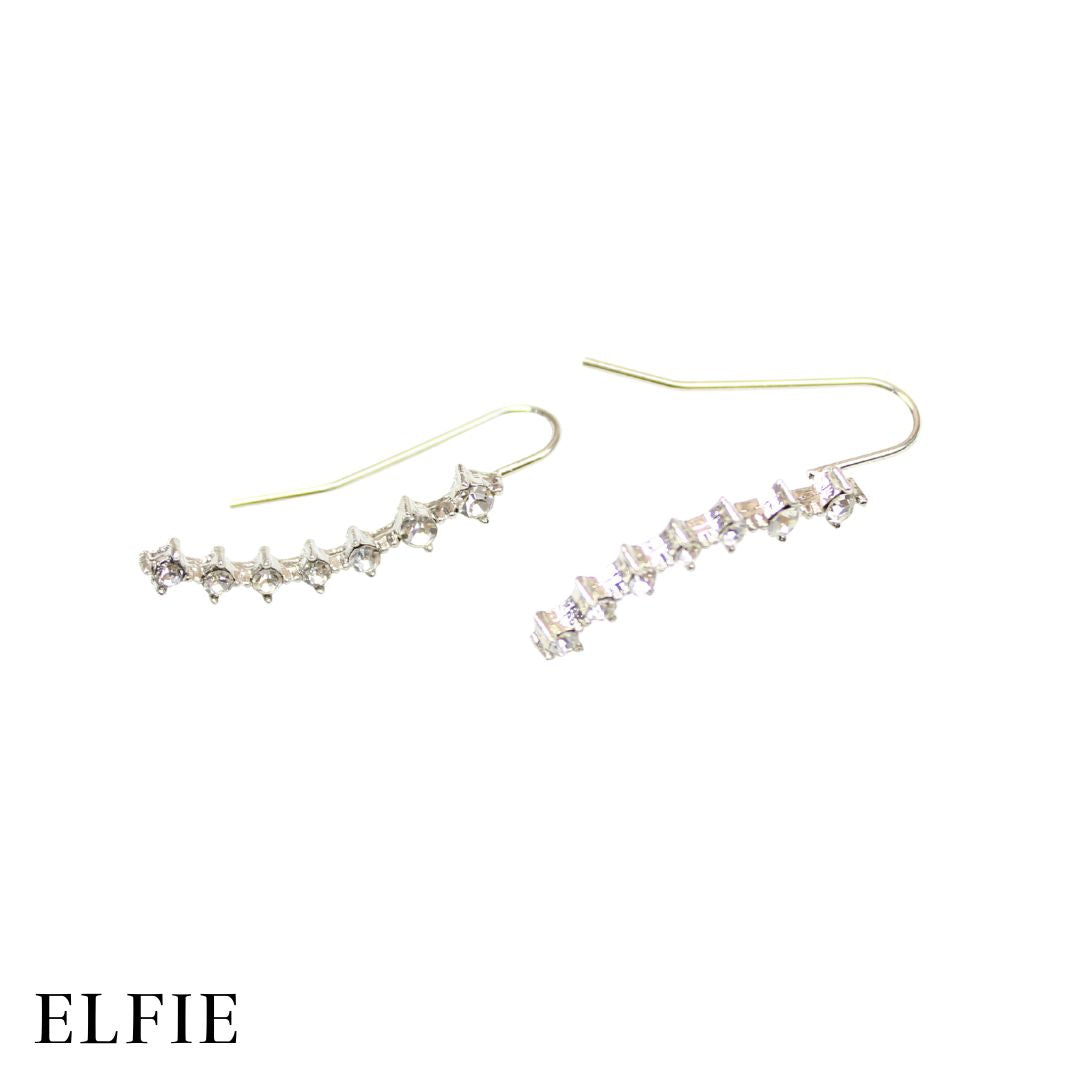 Silver Diamond Long Stud Earring