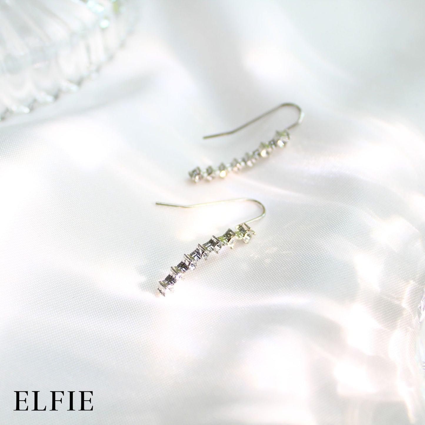 Silver Diamond Long Stud Earring