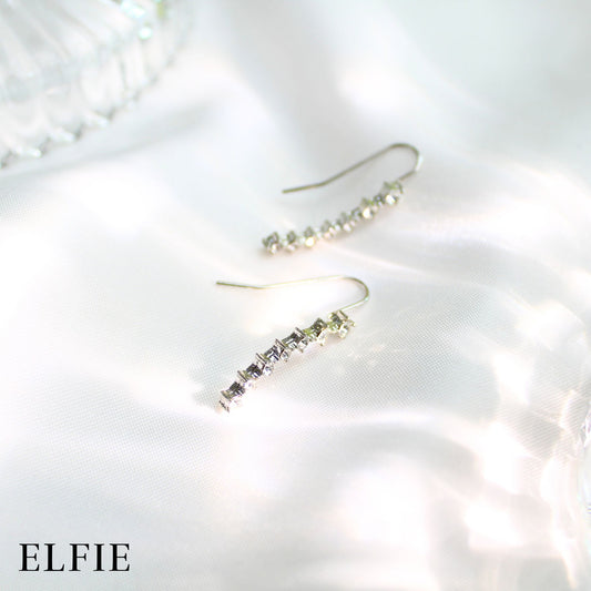 Silver Diamond Long Stud Earring