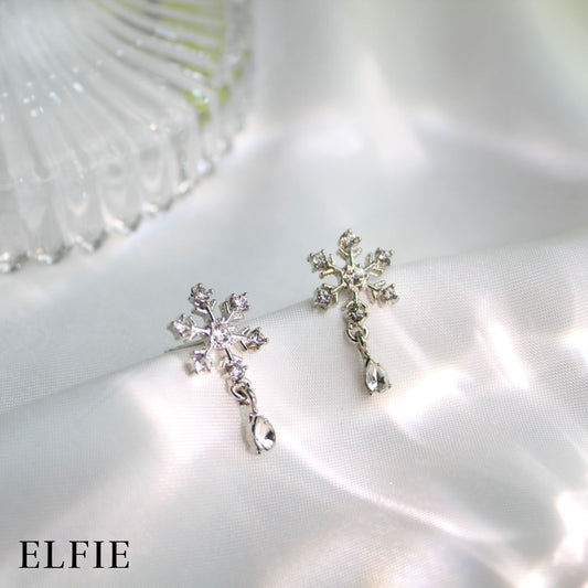Silver Diamond Snow Stud Earring