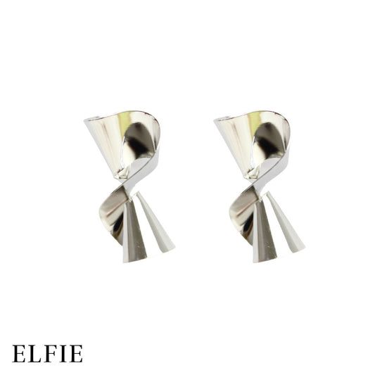 Silver Irregular Twist Stud Non-Titanium Earring