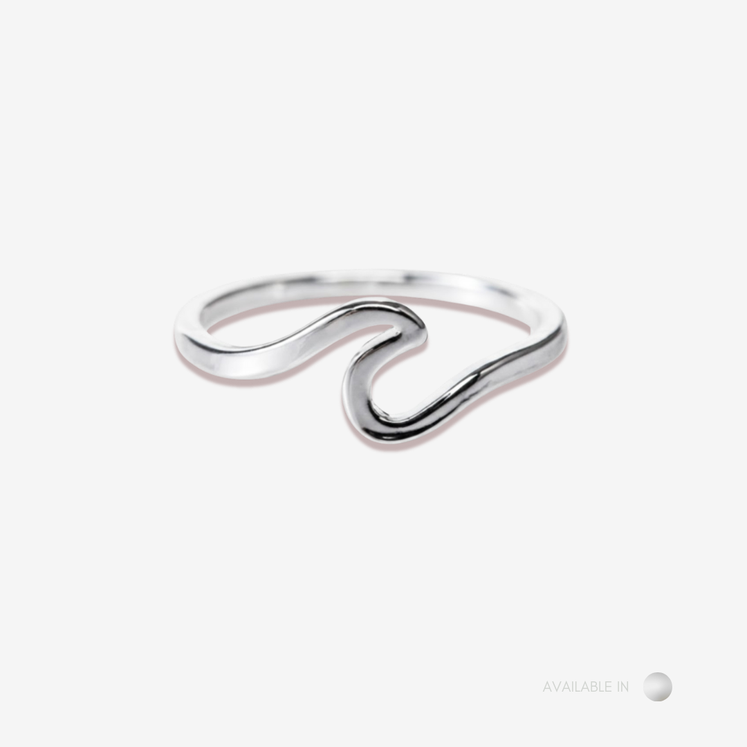 Silver Sea Wave Design Titanium Ring
