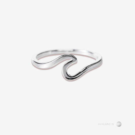 Silver Sea Wave Design Titanium Ring