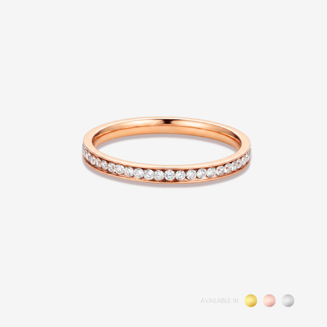 Lumi Line Diamond Gold Titanium Ring