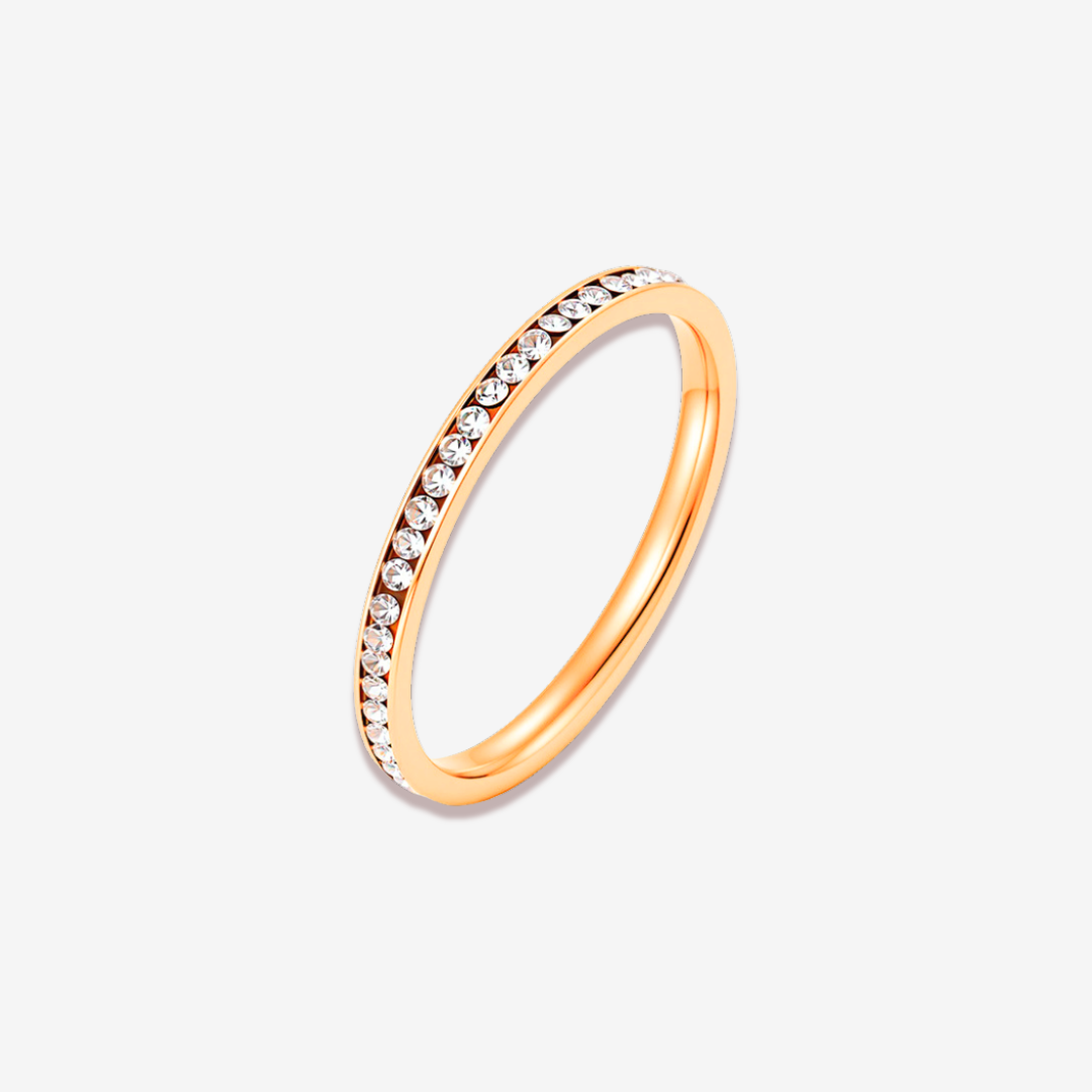 Lumi Line Diamond Gold Titanium Ring