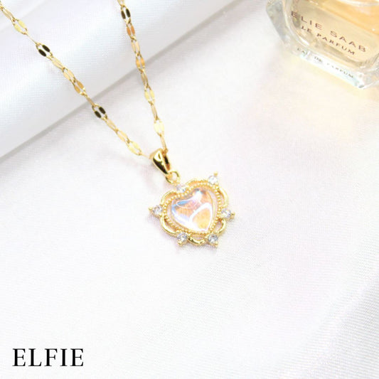 Six Corner Crystal Heart Titanium Necklace