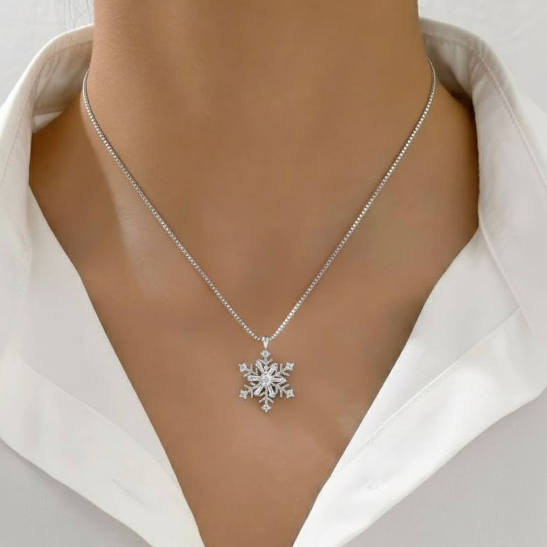 Snowflake Waltz Silver Titanium Necklace