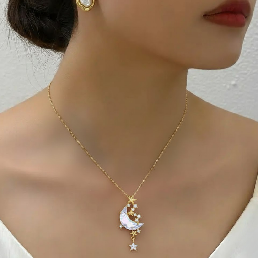 Stellar Moon Silver Titanium Necklace