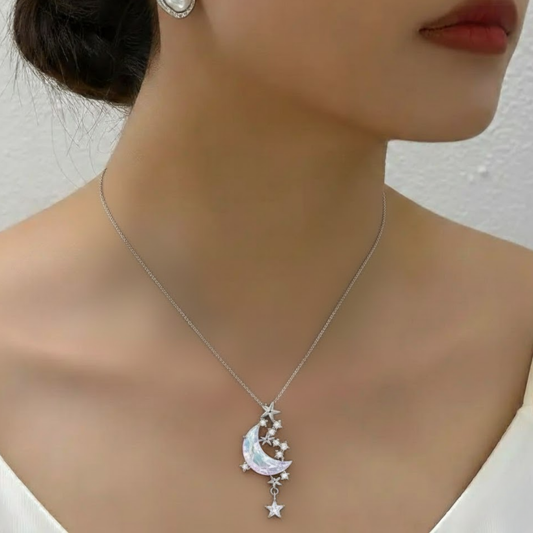 Stellar Moon Silver Titanium Necklace