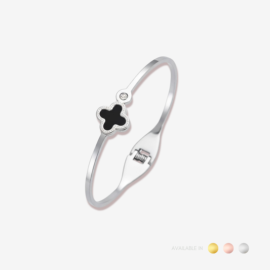 Stille Noir Silver Titanium Bangle