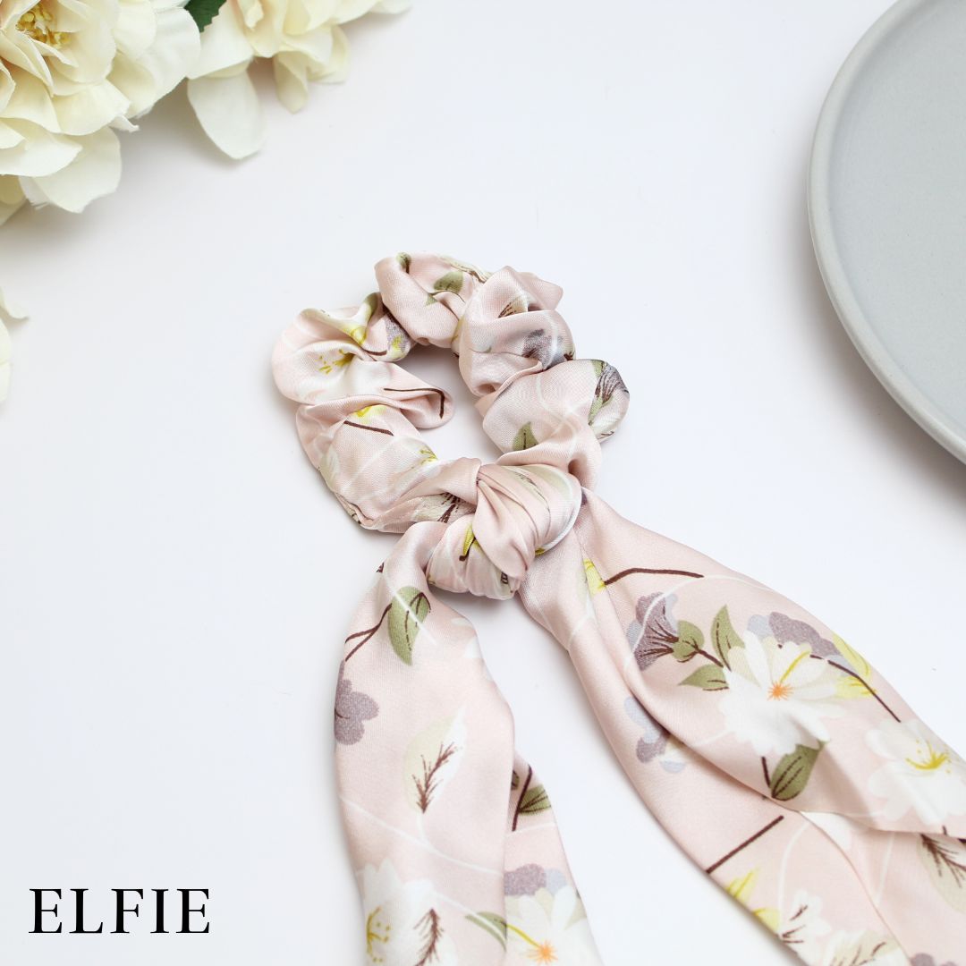 Floral Satin Scarf Hair Tie