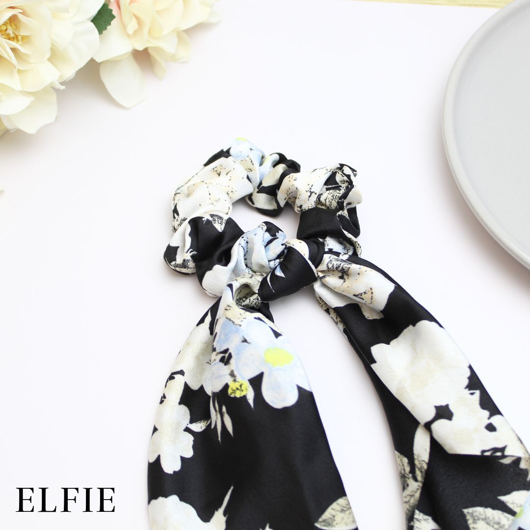 Satin Nature Floral Scarf Hair Tie