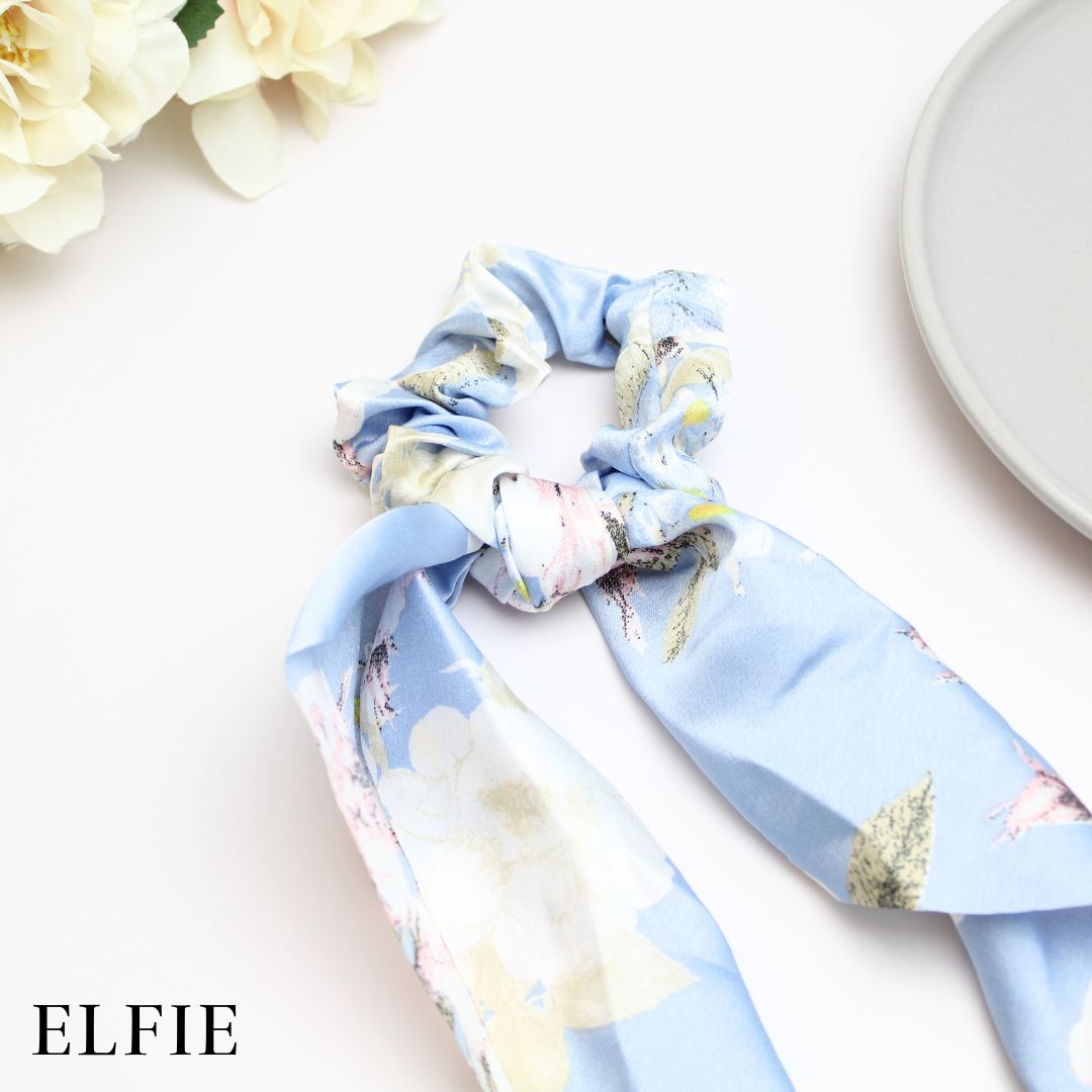 Satin Nature Floral Scarf Hair Tie