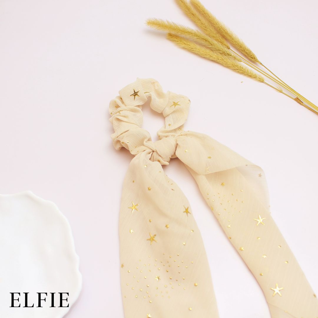 Metallic Star Chiffon Scarf Hair Tie