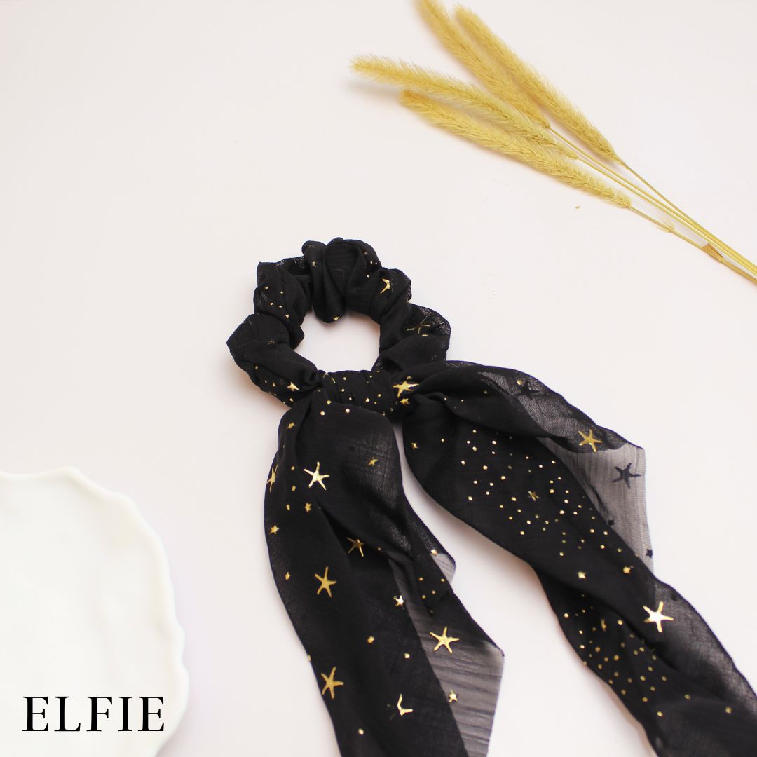 Metallic Star Chiffon Scarf Hair Tie