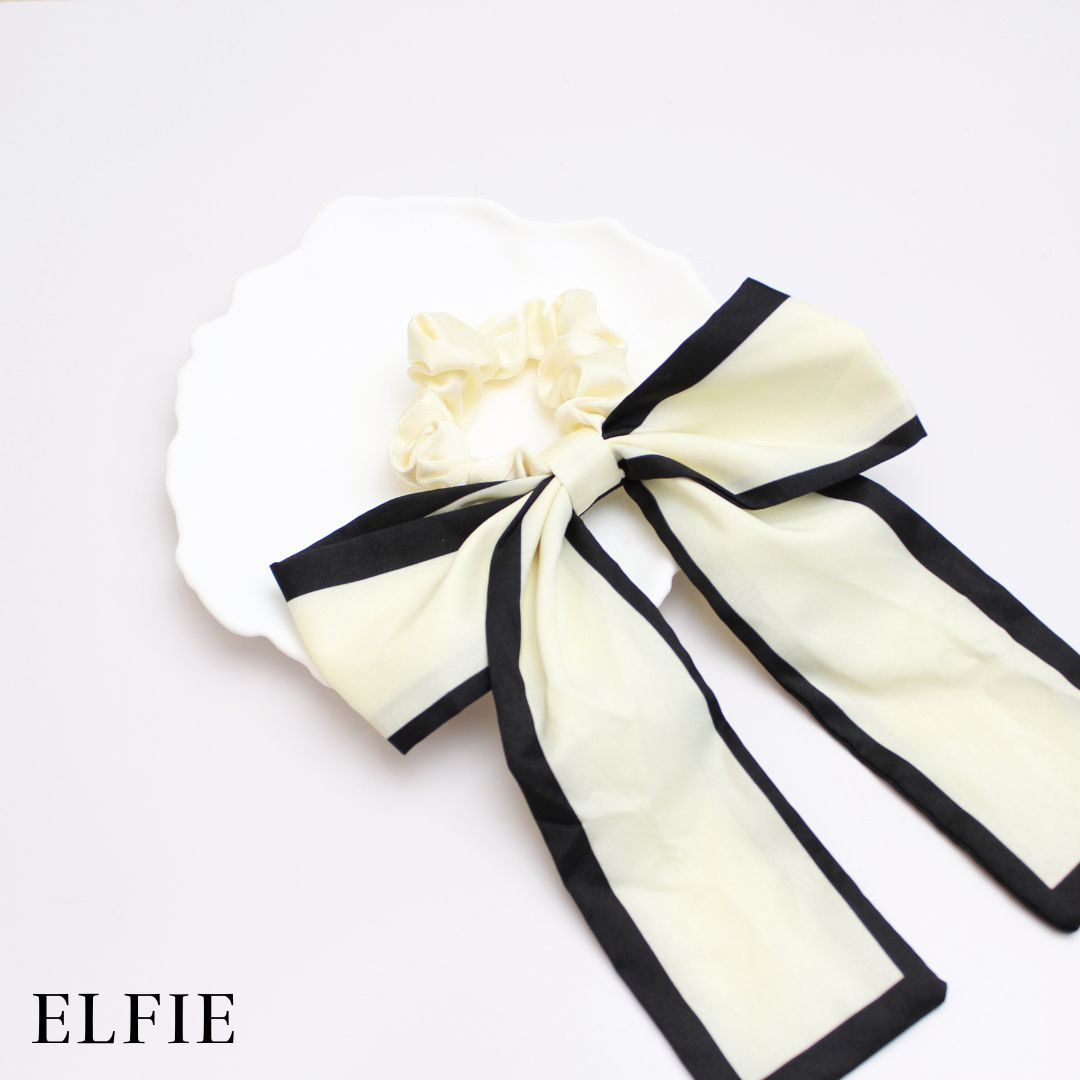 B&W Satin Scarf Hair Tie