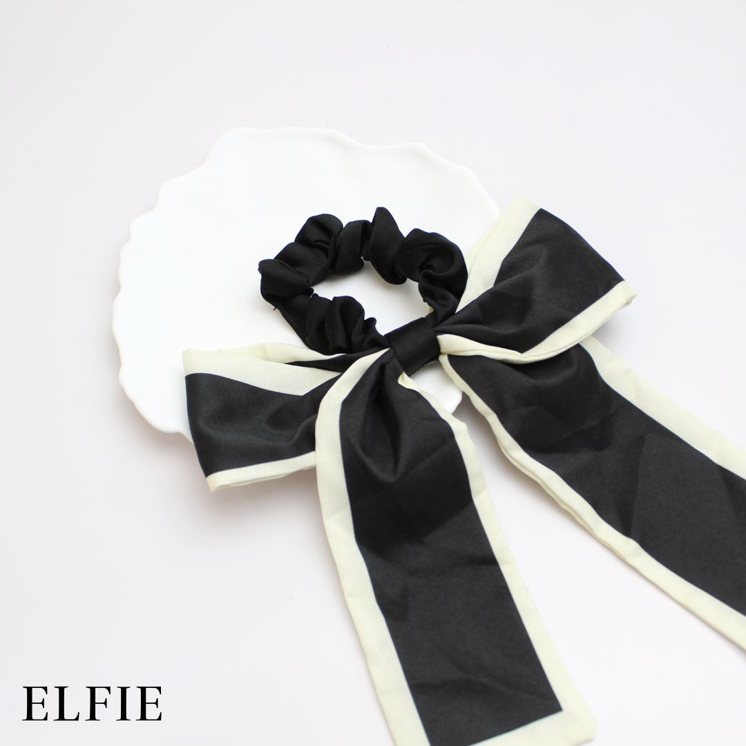 B&W Satin Scarf Hair Tie
