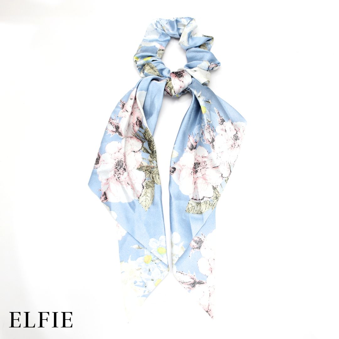 Satin Nature Floral Scarf Hair Tie