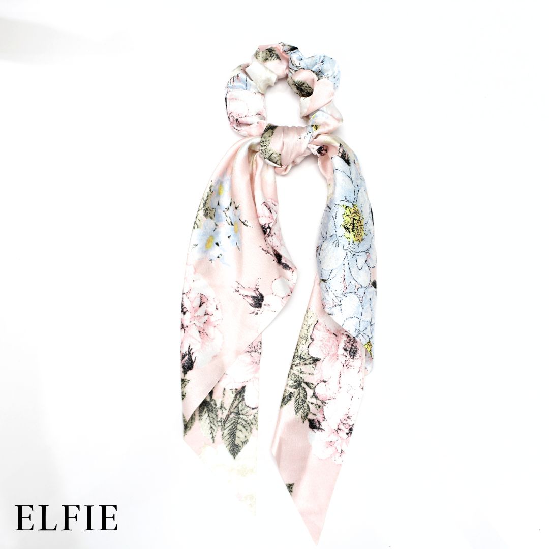 Satin Nature Floral Scarf Hair Tie