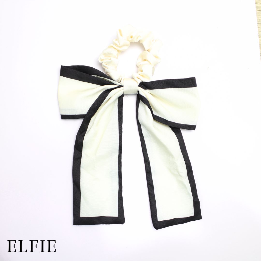 B&W Satin Scarf Hair Tie