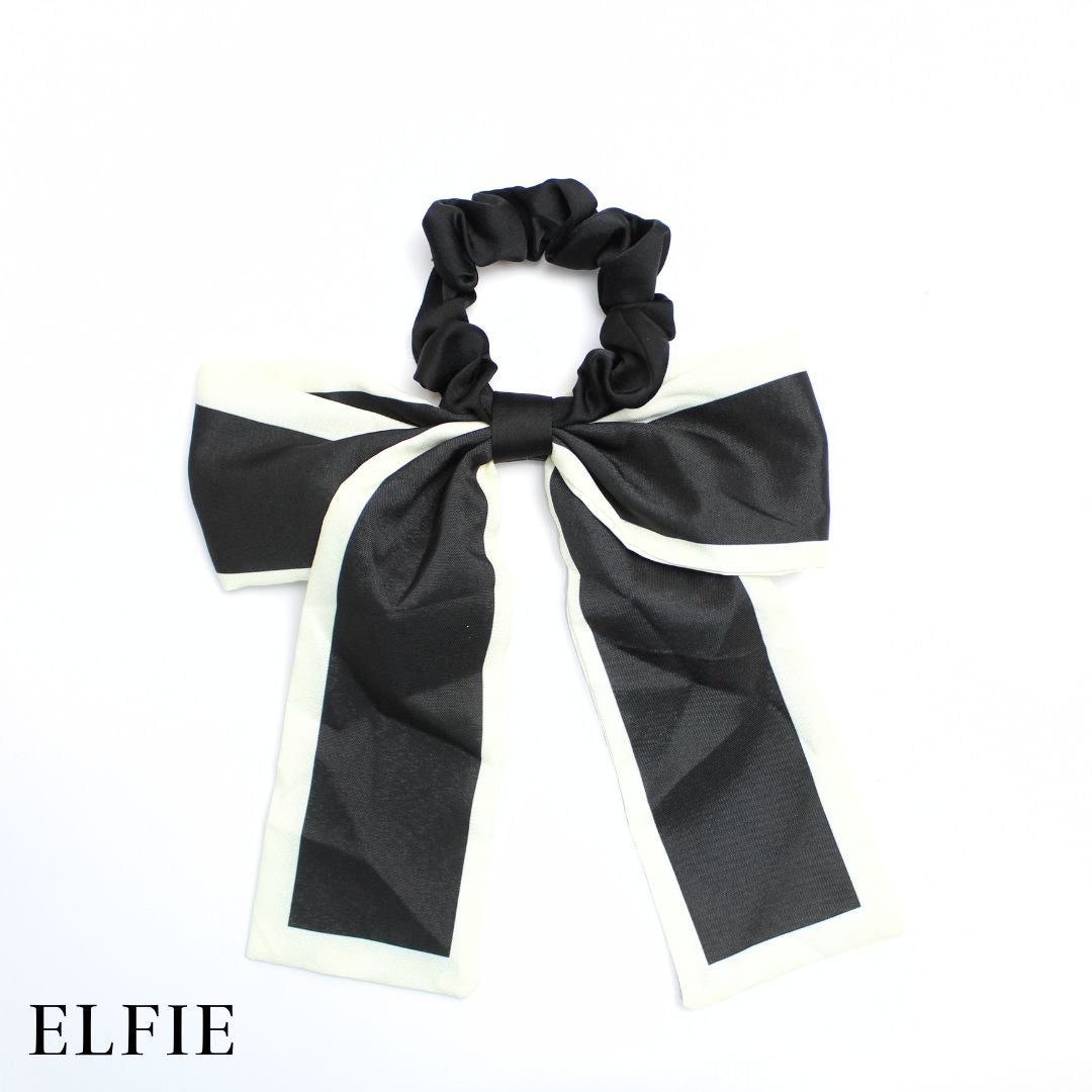 B&W Satin Scarf Hair Tie