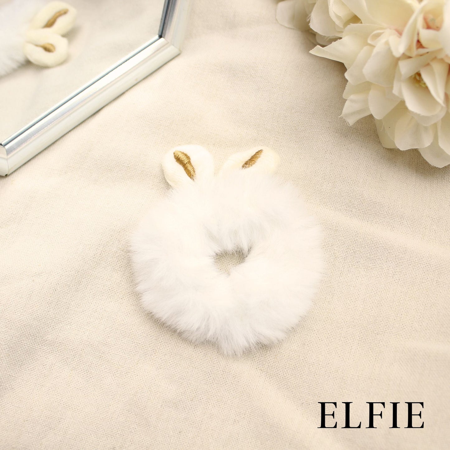 Rabbit Winter Faux Fur Scrunchie