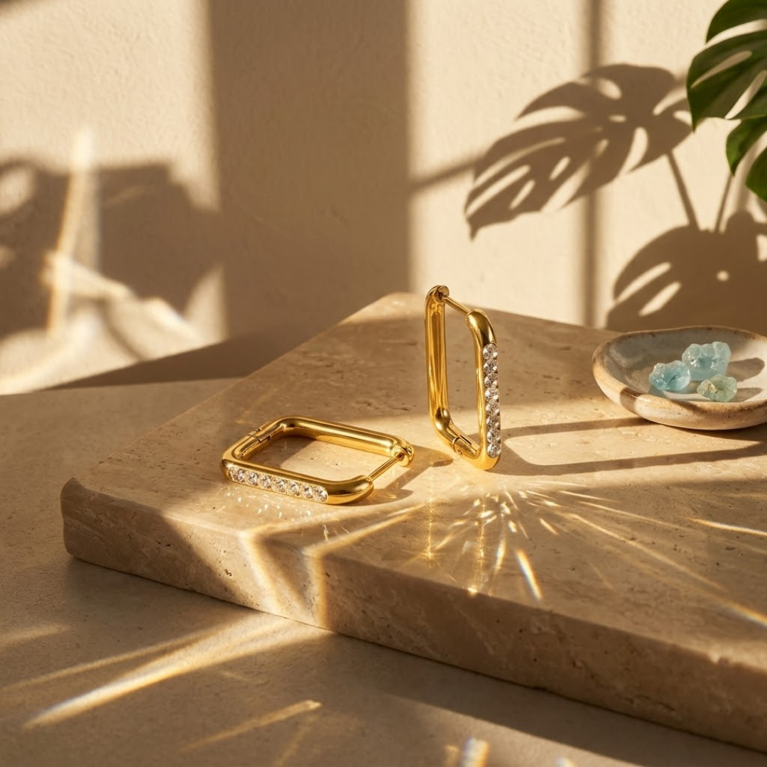 Starlight Pavé Huggie Hoop Titanium Earrings