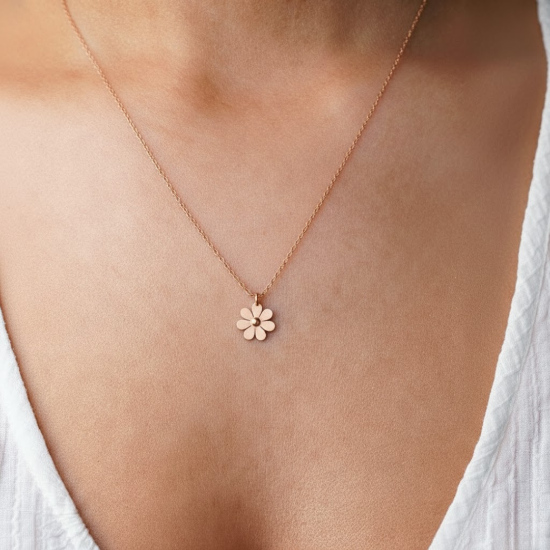 Pure Daisy Rose Gold Titanium Necklace