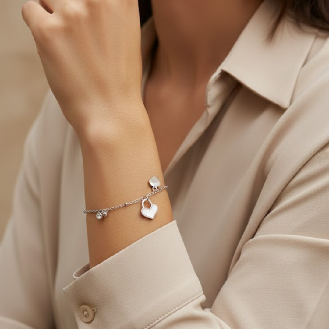 Heart Lock Titanium Bracelet