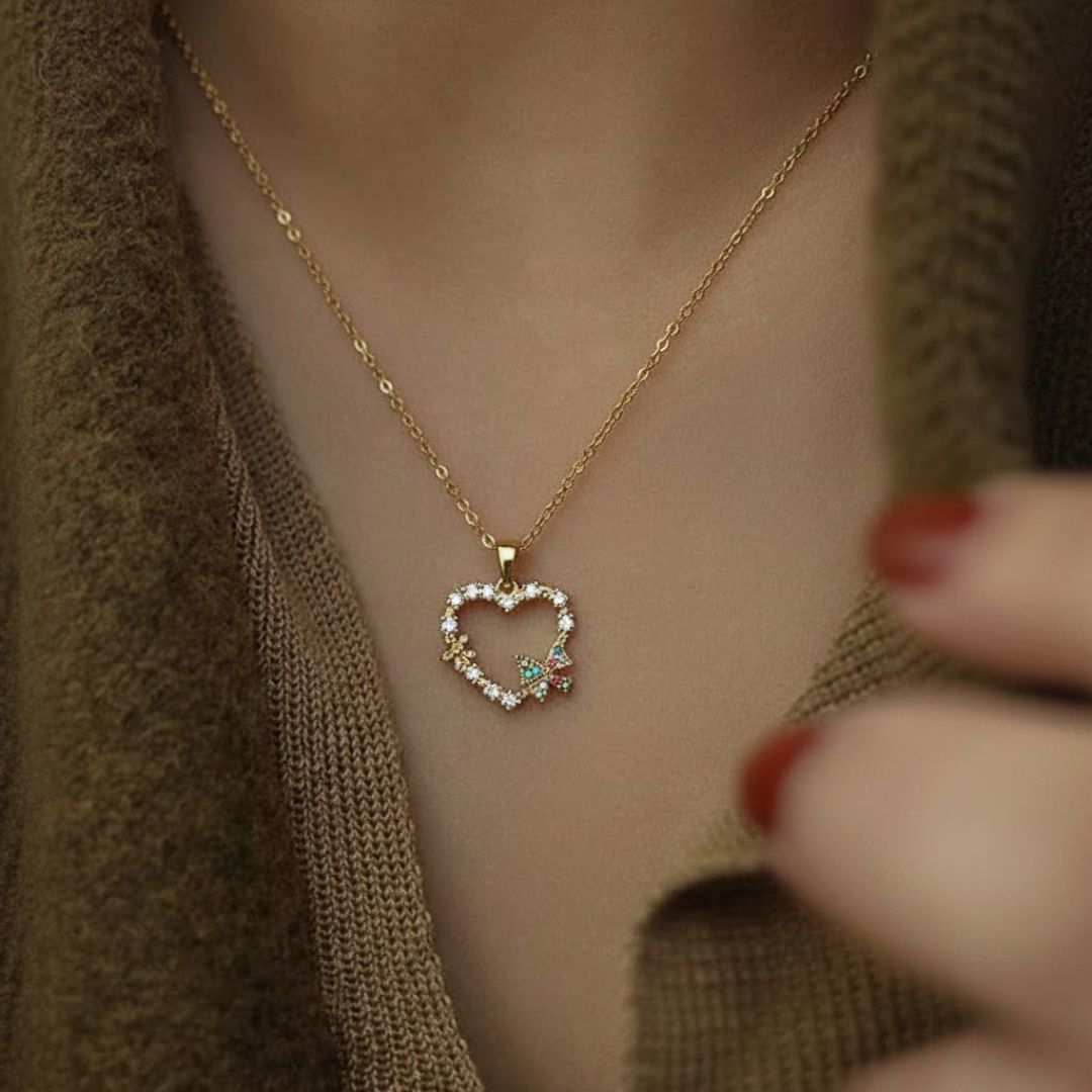 Flutter Love Diamond Titanium Necklace