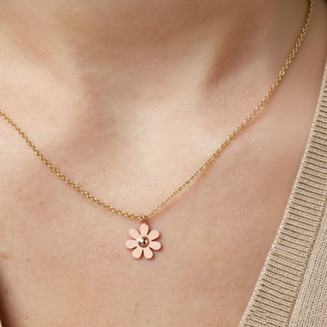 Petite Daisy Rose Gold Titanium Necklace