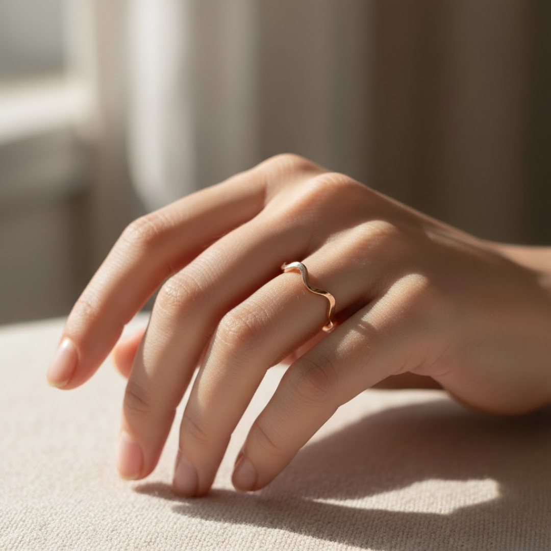 Classic Wave Rose Gold Titanium Ring