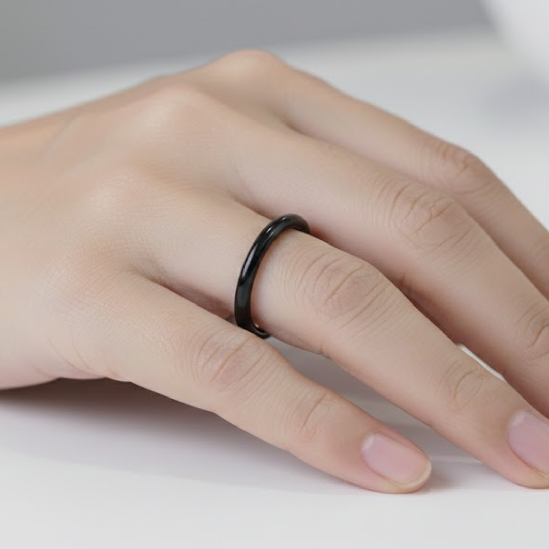 Gloss Black Titanium Ring