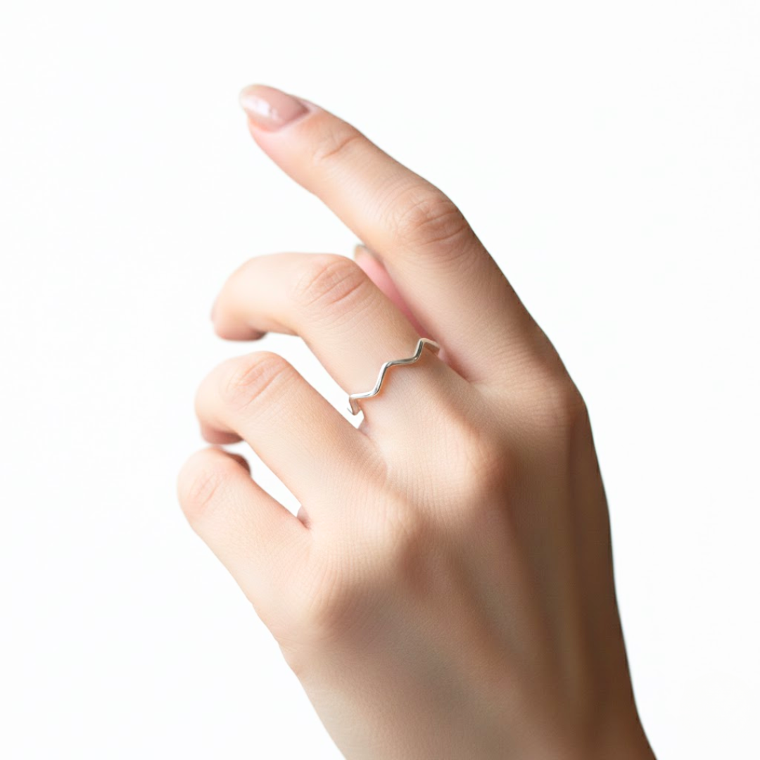 Silver Zig Zag Titanium Ring