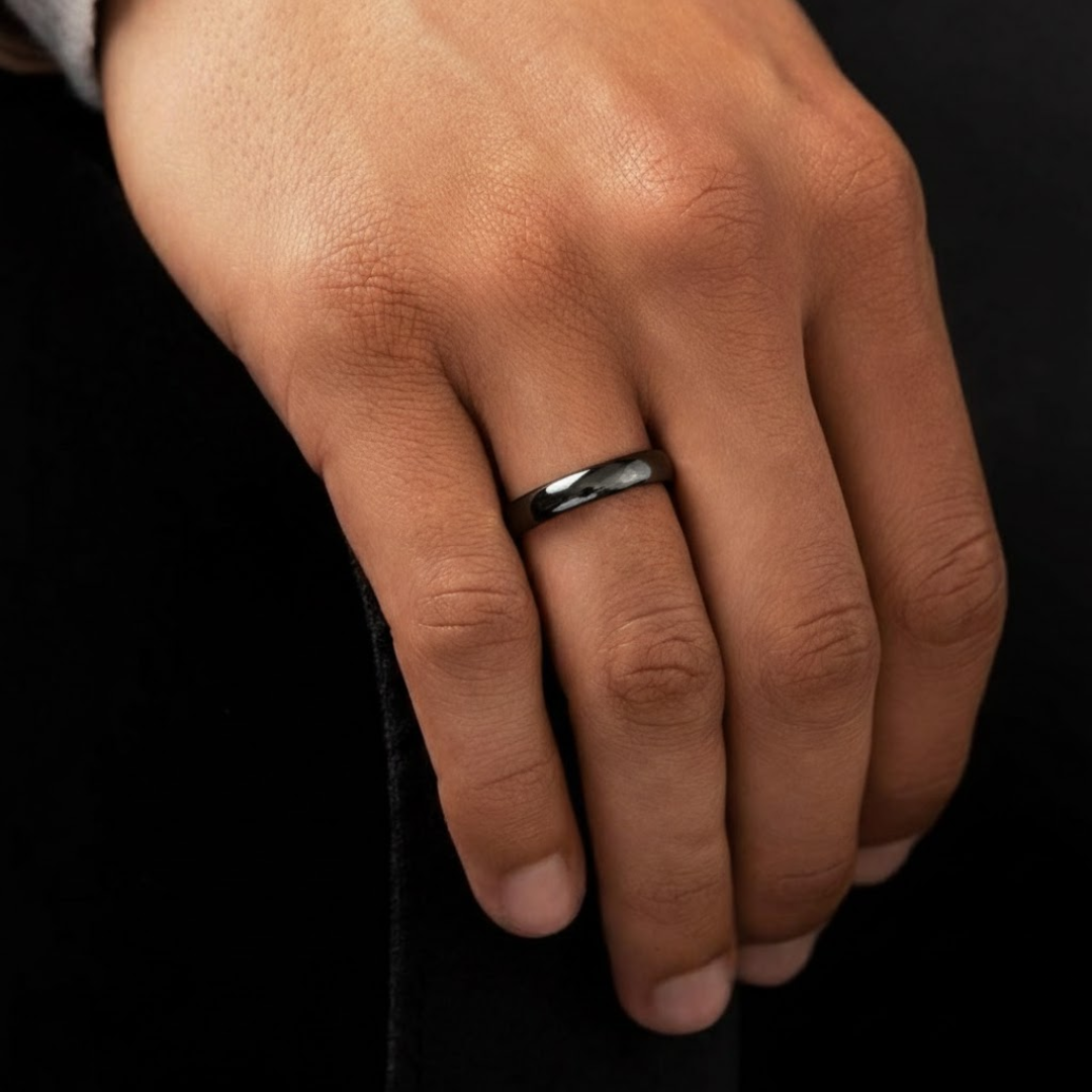 Masculine Gloss Black Titanium Ring