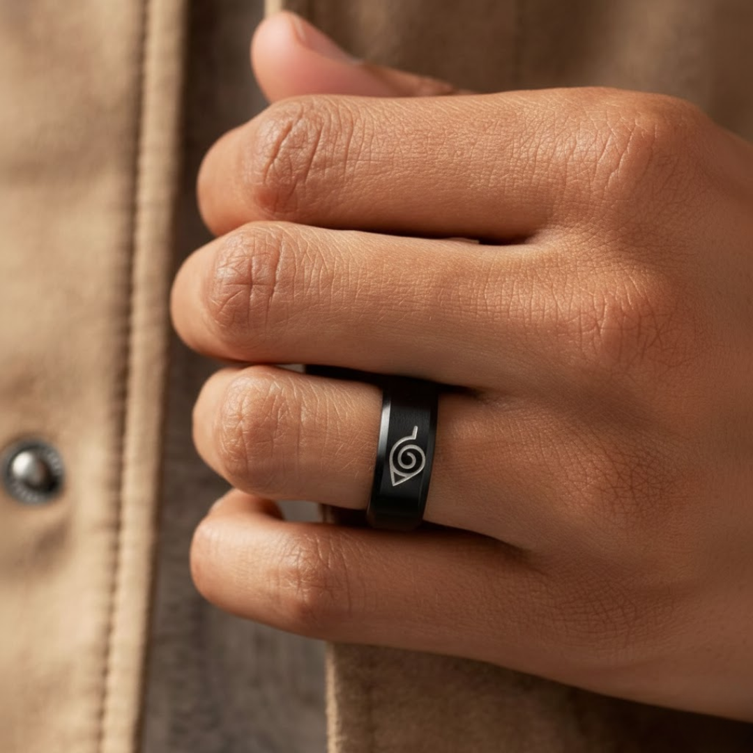Masculine Naruto Black Titanium Ring