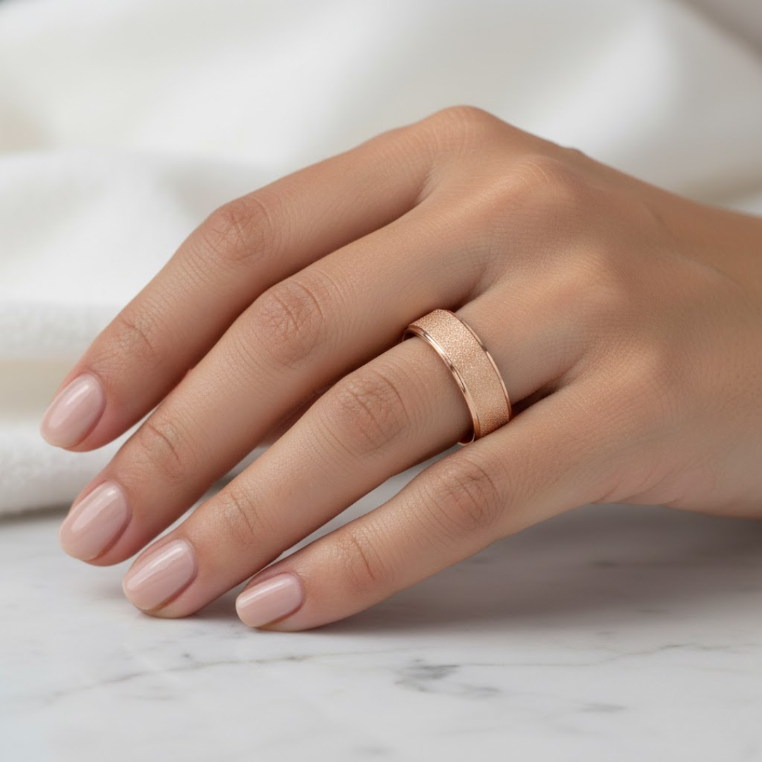 Velmira Glitter Rose Gold Titanium Ring