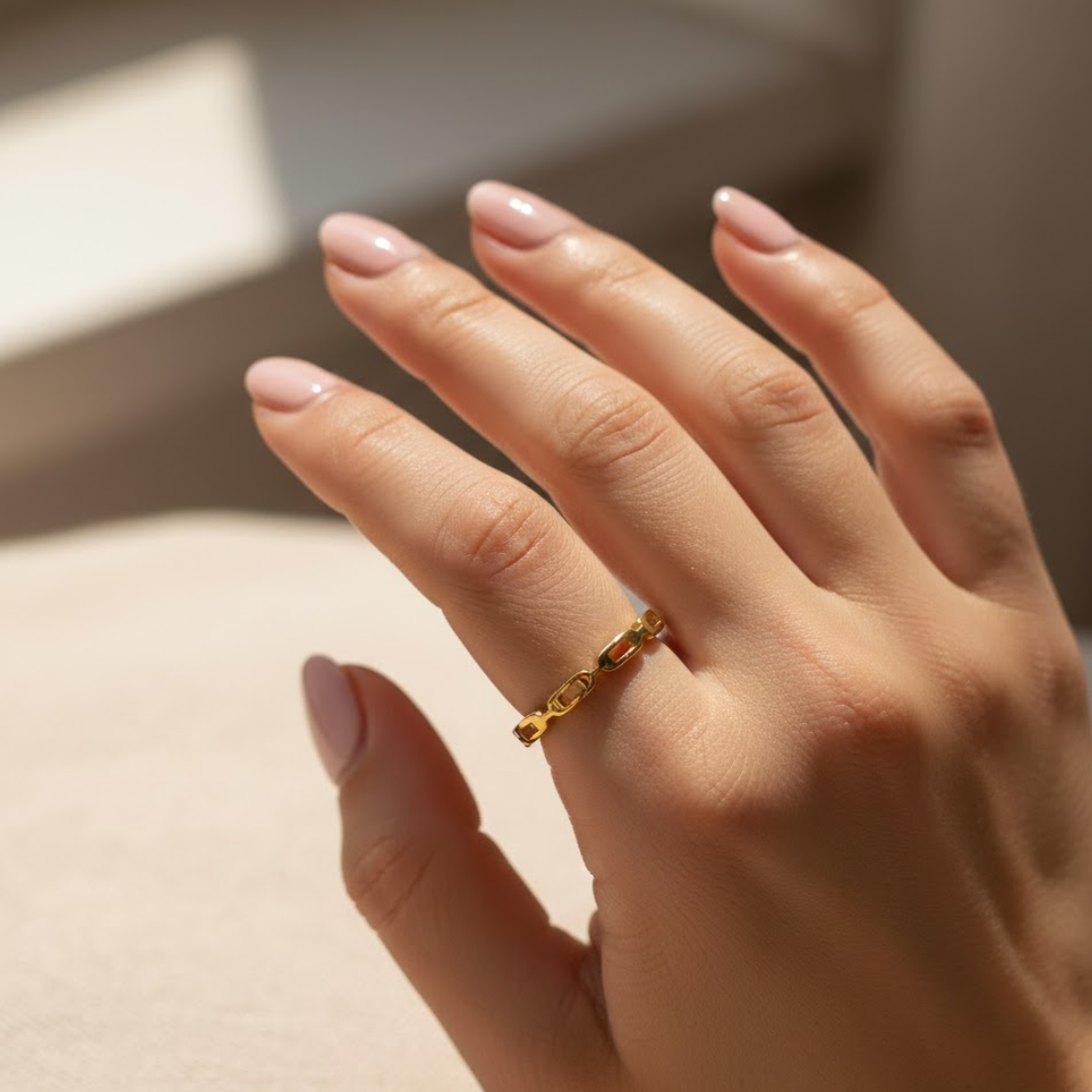 Celine Chain Gold Titanium Ring