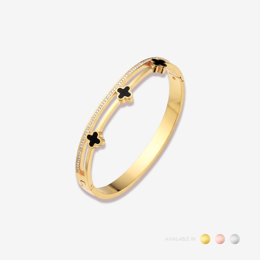 Tre Clover Silver Titanium Bangle