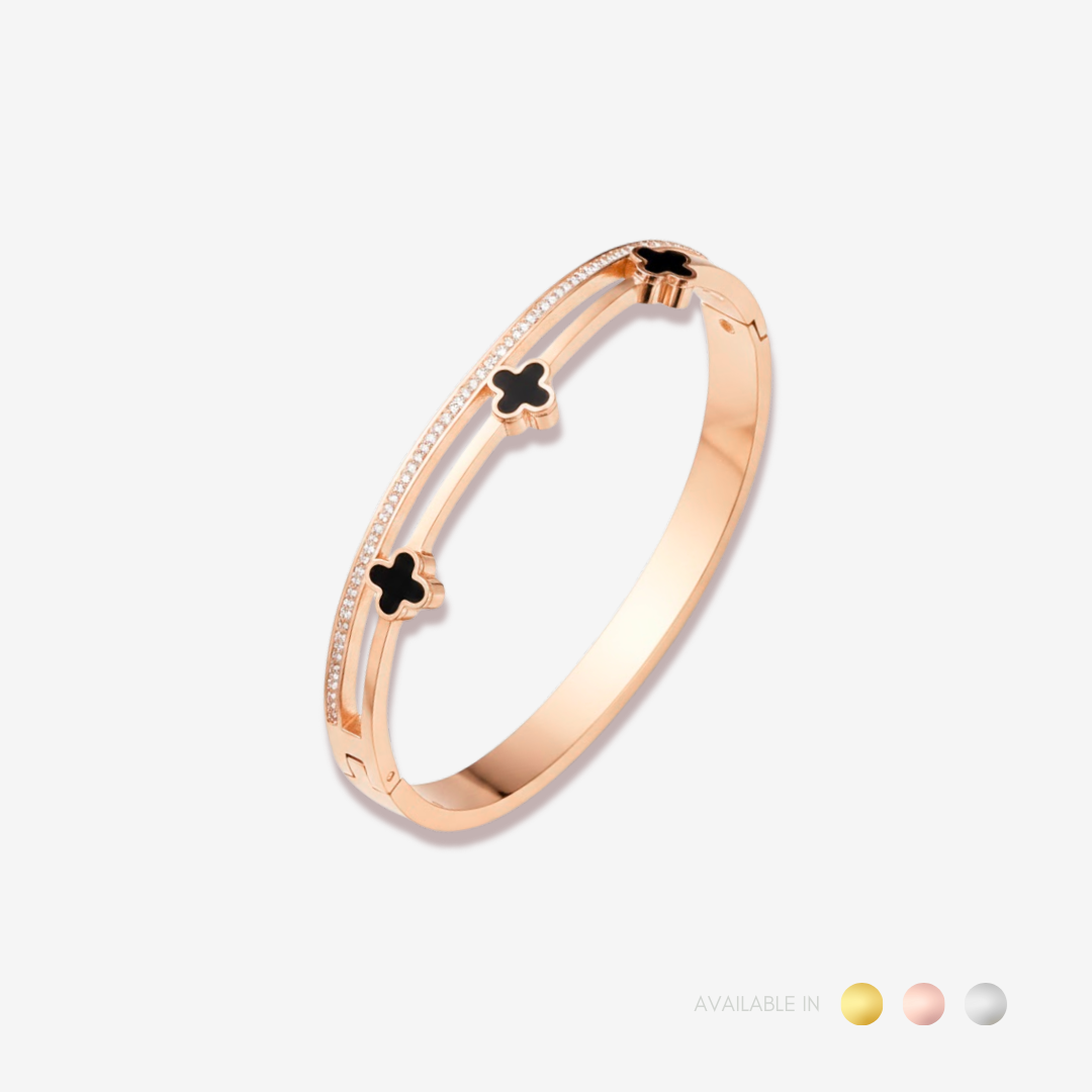 Tre Clover Silver Titanium Bangle