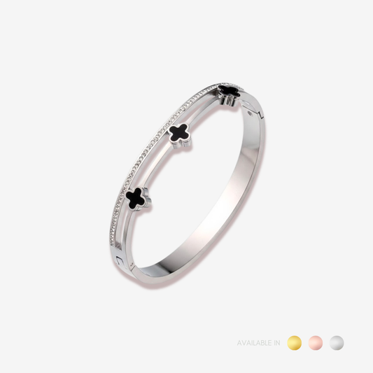 Tre Clover Silver Titanium Bangle