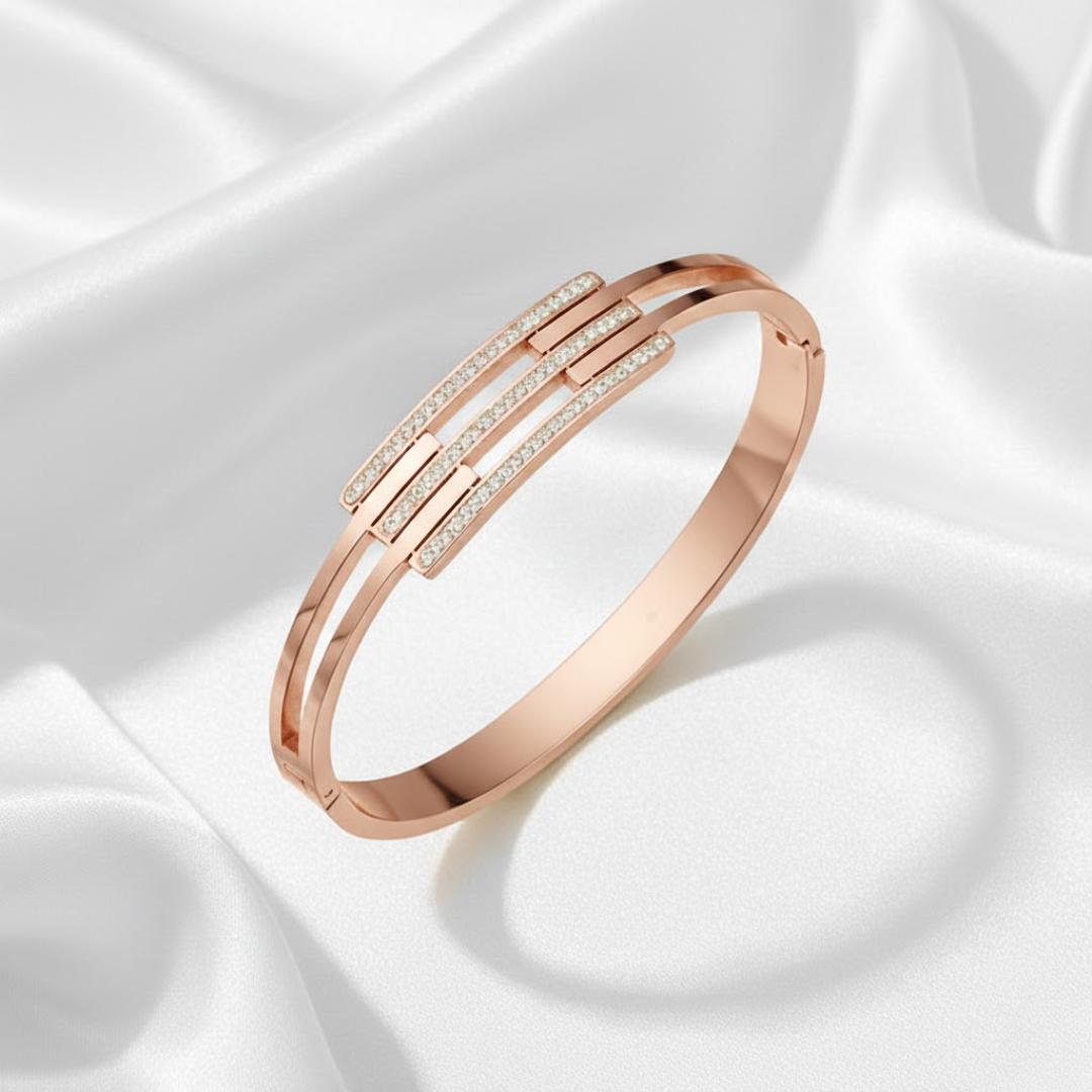 Triline Silver Titanium Bangle