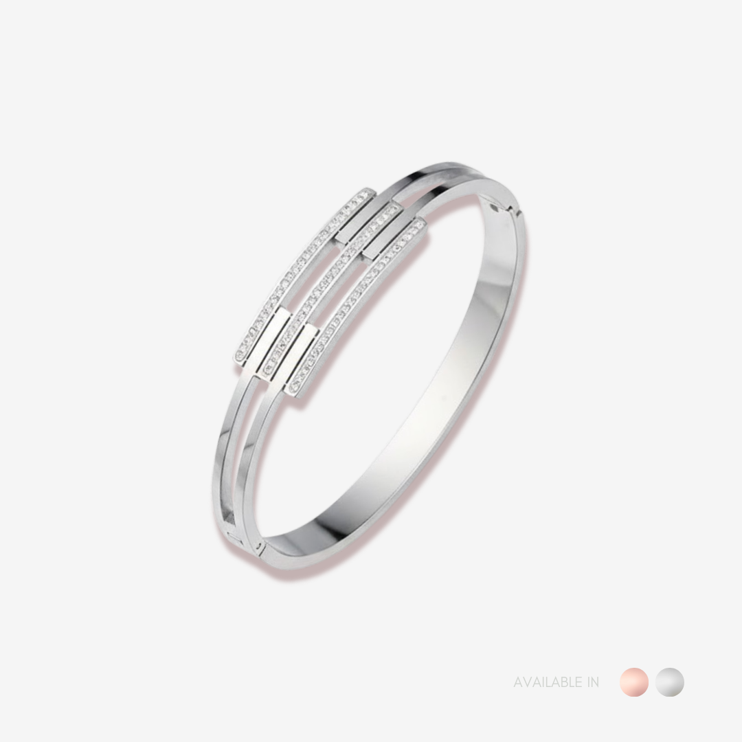Triline Silver Titanium Bangle