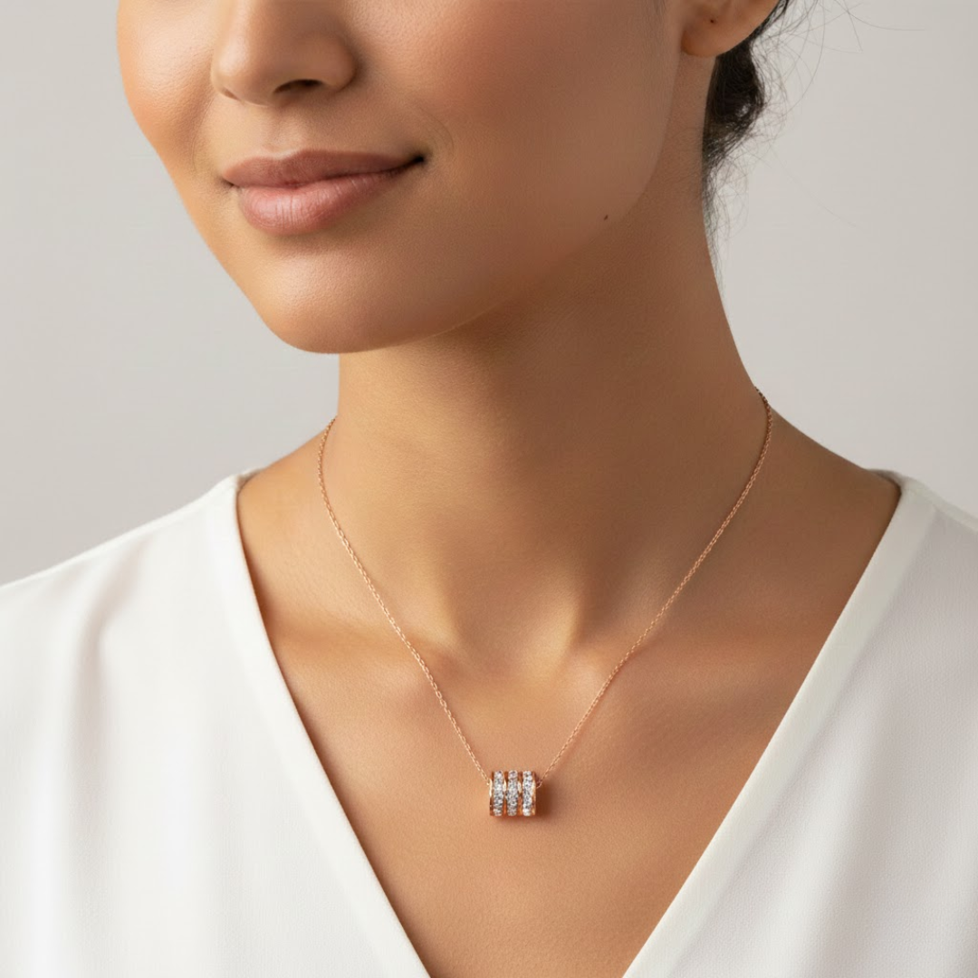 Trio Luxe Rose Gold Titanium Necklace