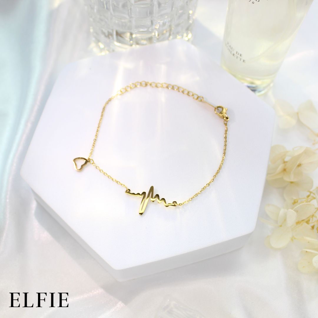 Heartbeat Gold Titanium Bracelet
