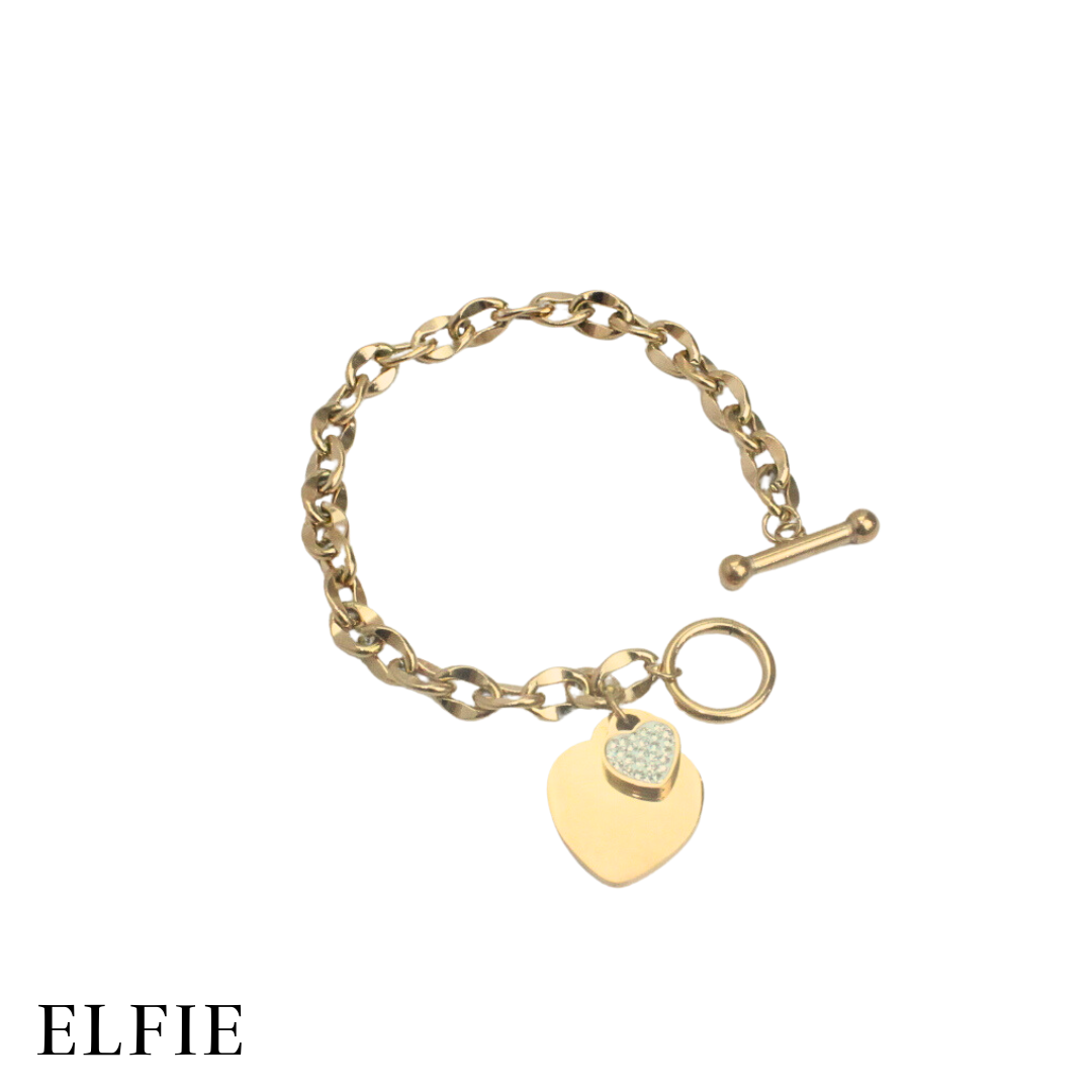 Heart Charm Titanium Bracelet